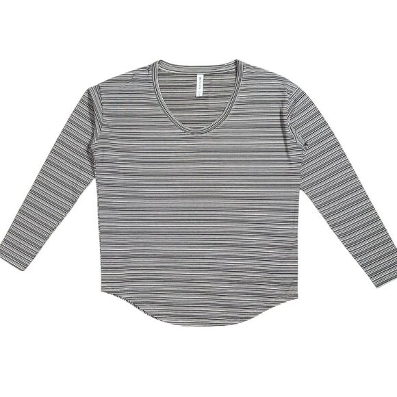 Athleta women’s stripped Top T-shirt Black/White Small Size Stretch - Picture 3 of 7